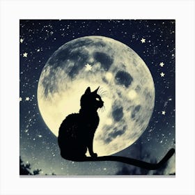 Cat In The Moonlight 4 Canvas Print