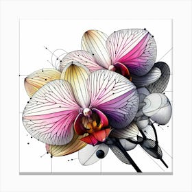 Orchid Blossoms - Abstract Line Art Illustration 21 Canvas Print