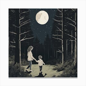 A Mother Carries Her Son In The Middle Of A Forest  Canvas Print