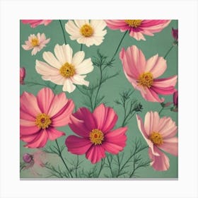 Cosmos Floral Botanical Vintage Poster Flower Art Print Canvas Print