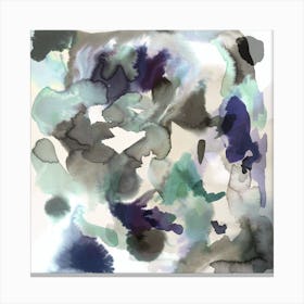 Expressive Abstract Painting Aqua Blue 2 Square Canvas Print