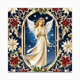 Angel With Poinsettias Canvas Print