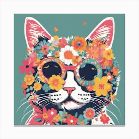 Flower Power Cat Art Print (2) Canvas Print