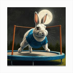 Rabbit On Trampoline Canvas Print