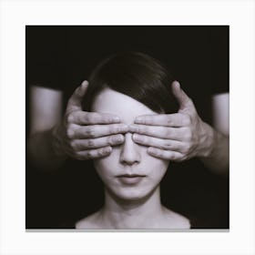 Woman Covering Her Eyes Canvas Print