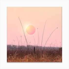 Minimal Sunset In The Forest Square Canvas Print