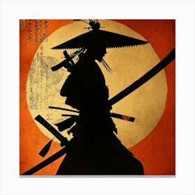 Dadaism Art, Silhouette of a Japanese samurai Canvas Print