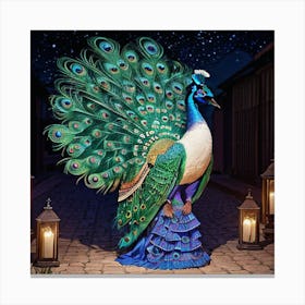 Peacock At Night Canvas Print