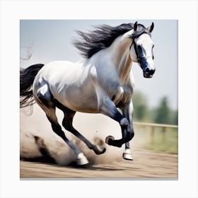 White Horse Galloping 2 Canvas Print