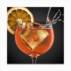 Aperol Spritz Cocktail With Ice Cubes Canvas Print