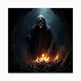 Grim Reapers Skull Plunged Into A Hole Of Bleak Darkness Where Not Even The Dimmest Light Infiltr (7) Canvas Print