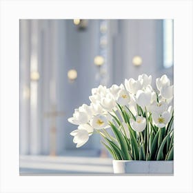 White Tulips In Church Canvas Print