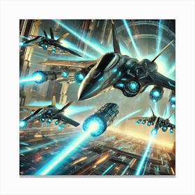 A Futuristic Sci Fi Scene Showcasing High Speed Ha Canvas Print