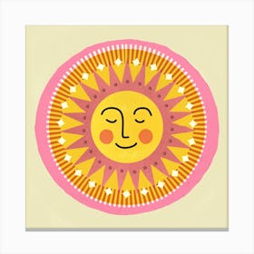 Sleeping Sun Face On Cream 1 Canvas Print