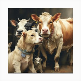 Cows In A Barn 1 Canvas Print