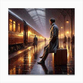 Train Station At Night 2 Canvas Print