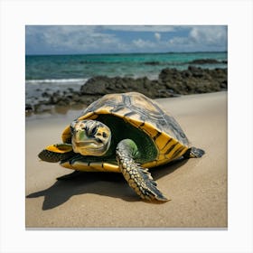 Turtle On The Beach 2 Canvas Print