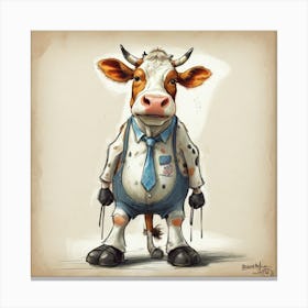 Cow In Business Suit Canvas Print