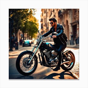 Man On A Motorcycle 2 Canvas Print