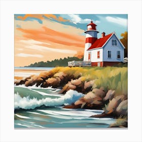 Lighthouse At Sunset 13 Canvas Print