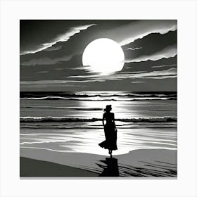 Moonlight On The Beach Canvas Print