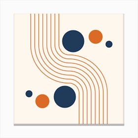 Modern Rainbow and Sun Abstract Geometric Lines in Navy and Burnt Orange 1 Canvas Print