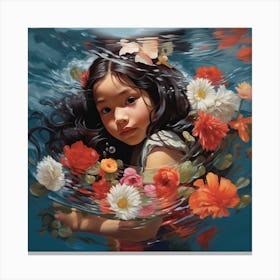 Girl In The Water Canvas Print