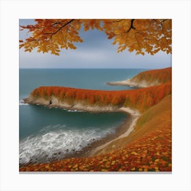 Autumn Leaves On The Beach Canvas Print