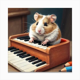 Hamster Playing Piano 4 Canvas Print