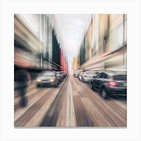 Blurred Cars On A City Street Canvas Print