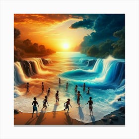 Children At The Beach Canvas Print