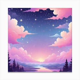 Sky With Twinkling Stars In Pastel Colors Square Composition 229 Canvas Print