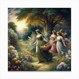 Girls In The Garden Canvas Print