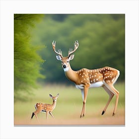 Deer And Fawn Canvas Print