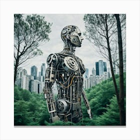 Robot In The Forest 2 Canvas Print