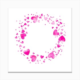 Pink Hearts In A Circle Canvas Print