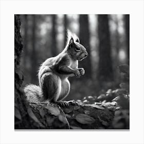 Black And White Squirrel Canvas Print