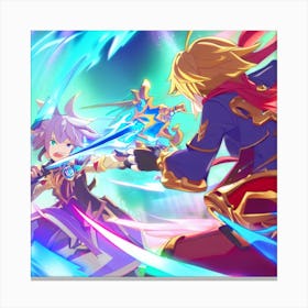 Two Anime Characters Fighting 3 Canvas Print