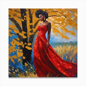 Woman In A Red Dress Canvas Print