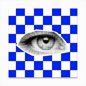 Checkerboard Eye Blue  Canvas Print