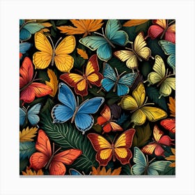 Colorful Butterflies Seamless Pattern Canvas Print