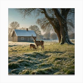 Deer In The Frost Canvas Print