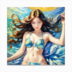 Girl In A Bikinihgft Canvas Print