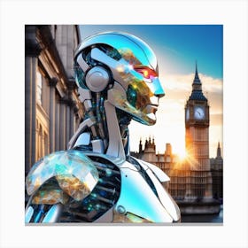 Robot In Front Of Big Ben Canvas Print