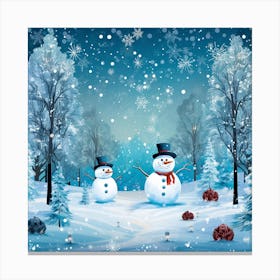 Snowman In The Snow 6 Canvas Print