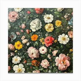 Roses In The Garden Art 1 Canvas Print