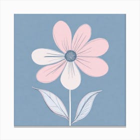 A White And Pink Flower In Minimalist Style Square Composition 283 Canvas Print