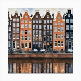 Amsterdam Houses Watercolor Art Print Canvas Print