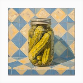 Pickles In A Jar Checkerboard Background 3 Canvas Print