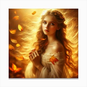 Beautiful Girl In Autumn Canvas Print